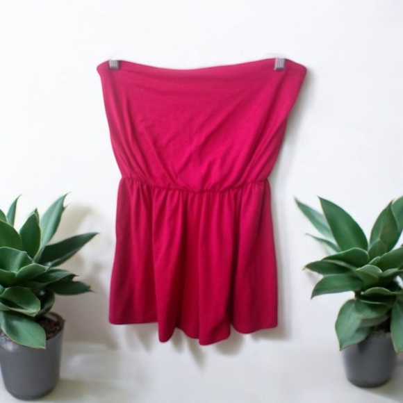 Rio Euro Summer Strapless Blouson Tube Romper Perfect Red Strapless XS - Picture 4 of 15